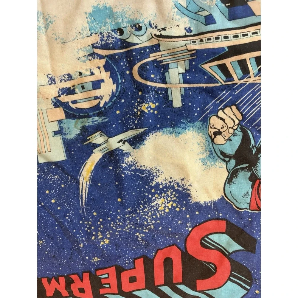 Vintage Superman DC Comics 1978 Fitted Flat Pillowcase Twin Bed Sheet Set Of 6